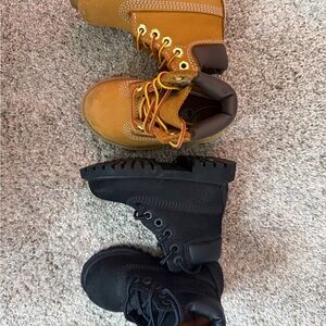 2 pairs of Timberland Kids Wheat and Black Lace-Up Work Boots